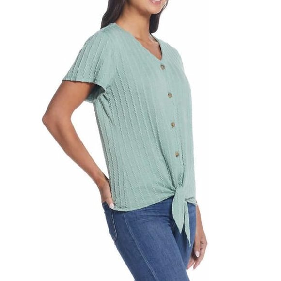 NWT Weatherproof Vintage Womens Tie Front Top Green Blouse Sz 2XL $60 4A003 - Picture 3 of 4